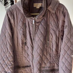 Michael Kors Quilted Puffer Jacket in Taupe